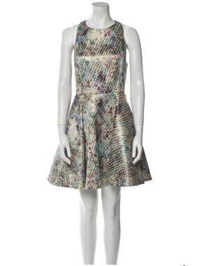 Sleeveless Multicolor Tweed Fit-and-Flare Dress